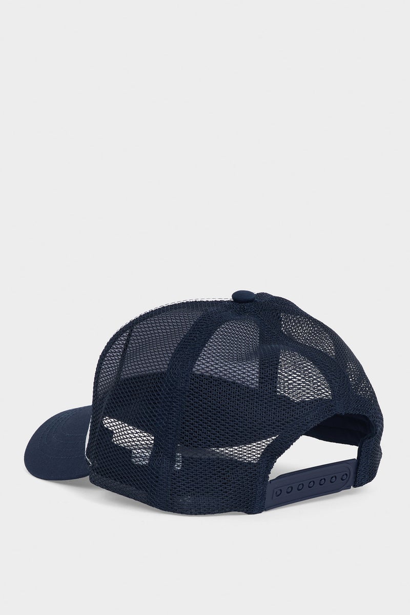 DeFacto Blue Man Man Label Printed Woven Baseball Basketball Cap Casual - Image 4